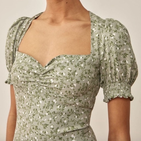 Reformation Lacey Sun Dress Floral Midi Feminine Coquette Cottagecore Green 10 - Picture 3 of 16